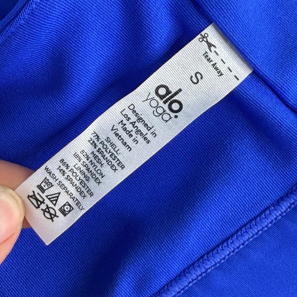 Alo Yoga Airlift Crescent Bra Womens Mesh Cutout Sports Bra Electric Blue Small - Picture 5 of 6